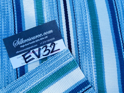 41 EV32 Square 26 x 26 inches Scalamandre Grey Watkins Bandos Marine Cotton Blue Stripe MSRP USD 182/y