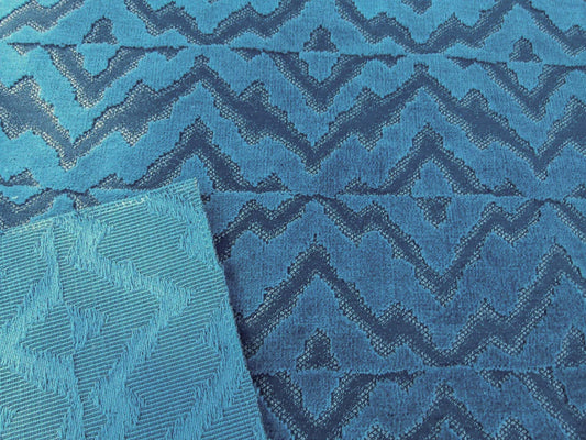 42 EV32 Square 26 x 27 inches Scalamandre Echo Velvet Peacock Blue Deep Blue Geometric MSRP USD 316/y