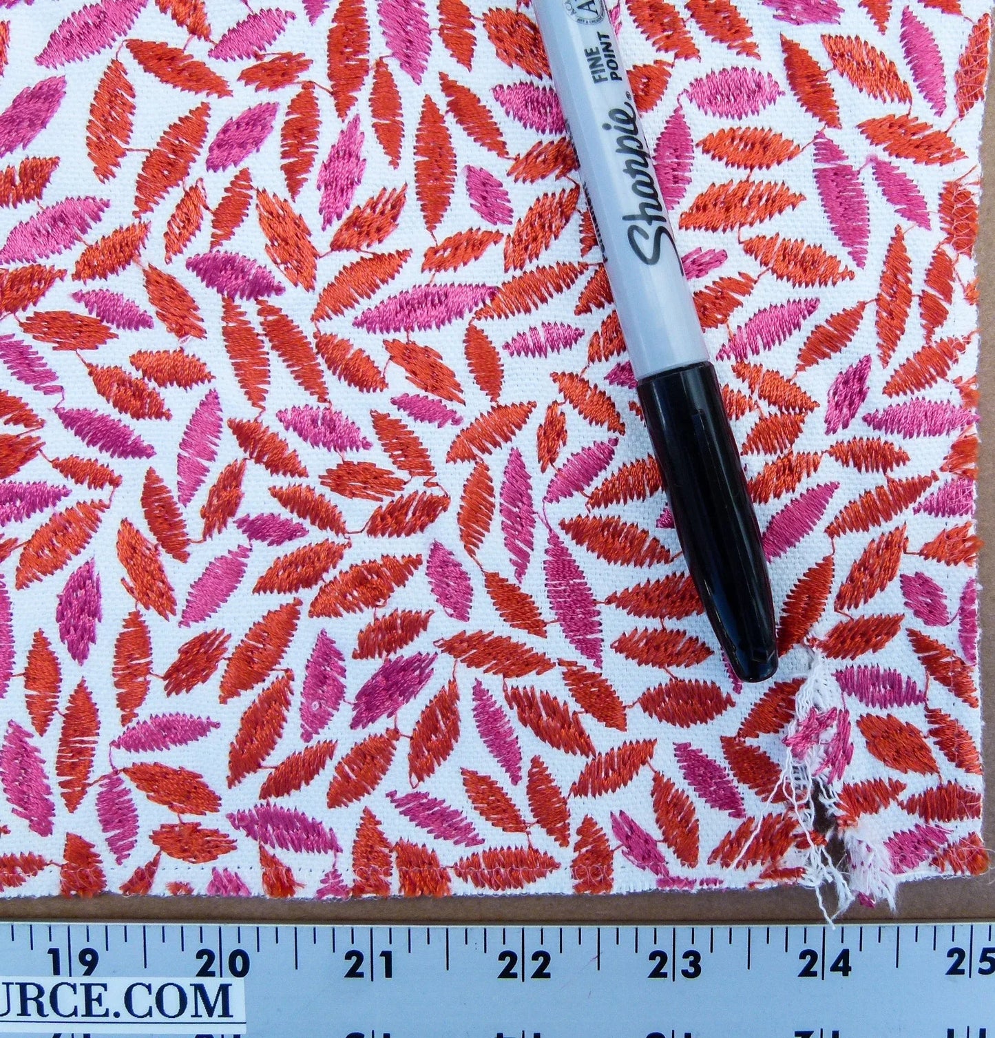 44 EV32 Square 27 x 25 inches Scalamandre Grey Watkins Meadow Embroidery Pink Red MSRP USD 320/y