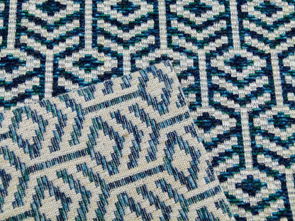 49 EV32 Square 27 x 26 inches Scalamandre Old World Weavers Axial Peacock Chenille Jacquard Blue and White MSRP  246/y