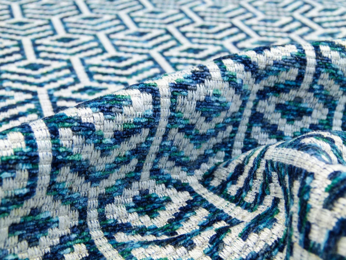 49 EV32 Square 27 x 26 inches Scalamandre Old World Weavers Axial Peacock Chenille Jacquard Blue and White MSRP  246/y