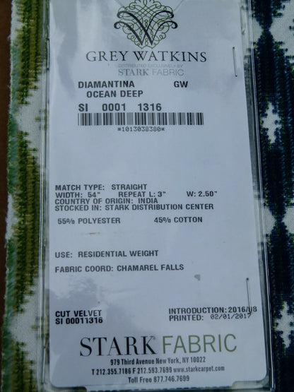50 EV32 Square 26 x 27 inches Scalamandre Grey Watkins Diamantina Ocean Deep Cut Velvet MSRP 306/y