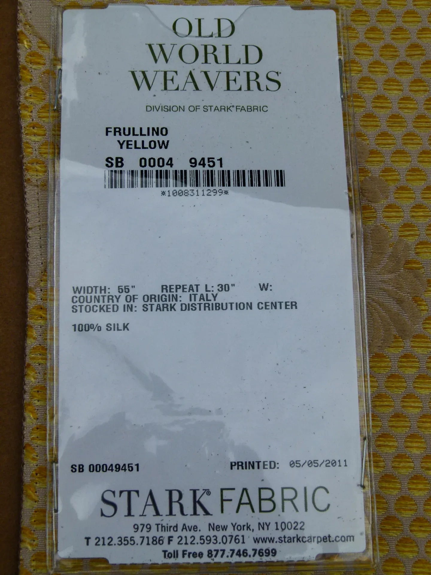 52 EV32 Square 1 yard x 26 inches Scalamandre Old World Weavers Frullino Yellow Silk Botanical MSRP USD1286/yard