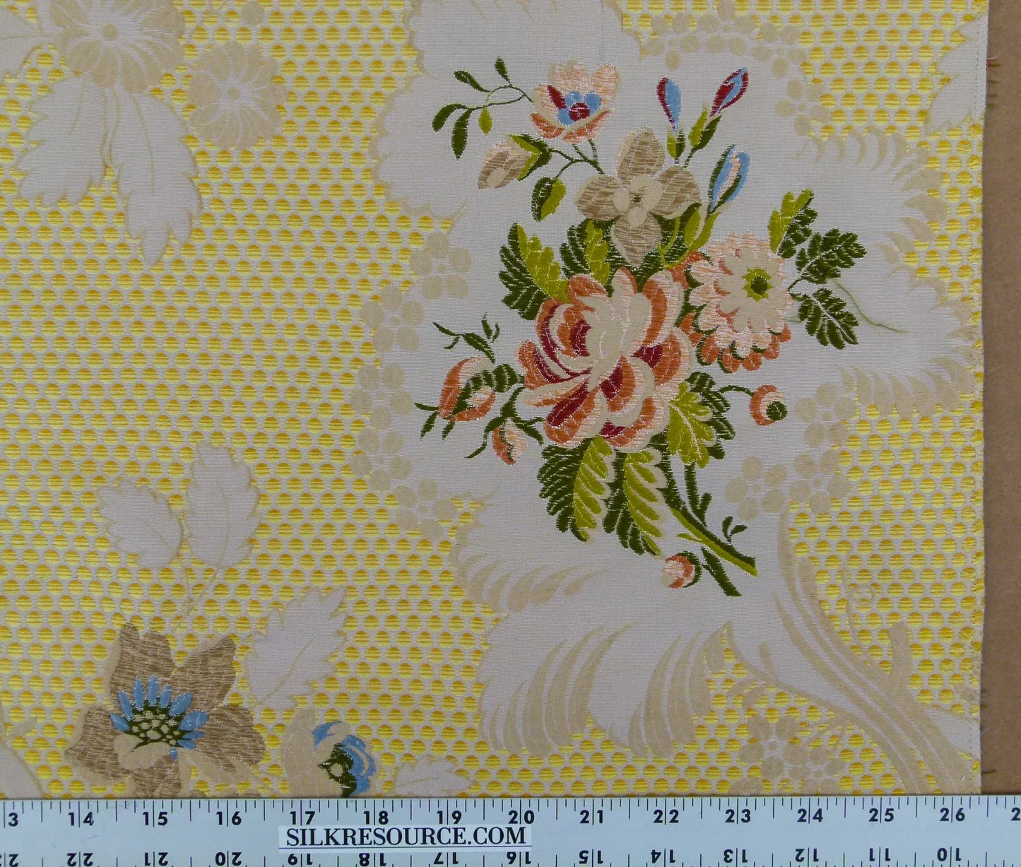 52 EV32 Square 1 yard x 26 inches Scalamandre Old World Weavers Frullino Yellow Silk Botanical MSRP USD1286/yard