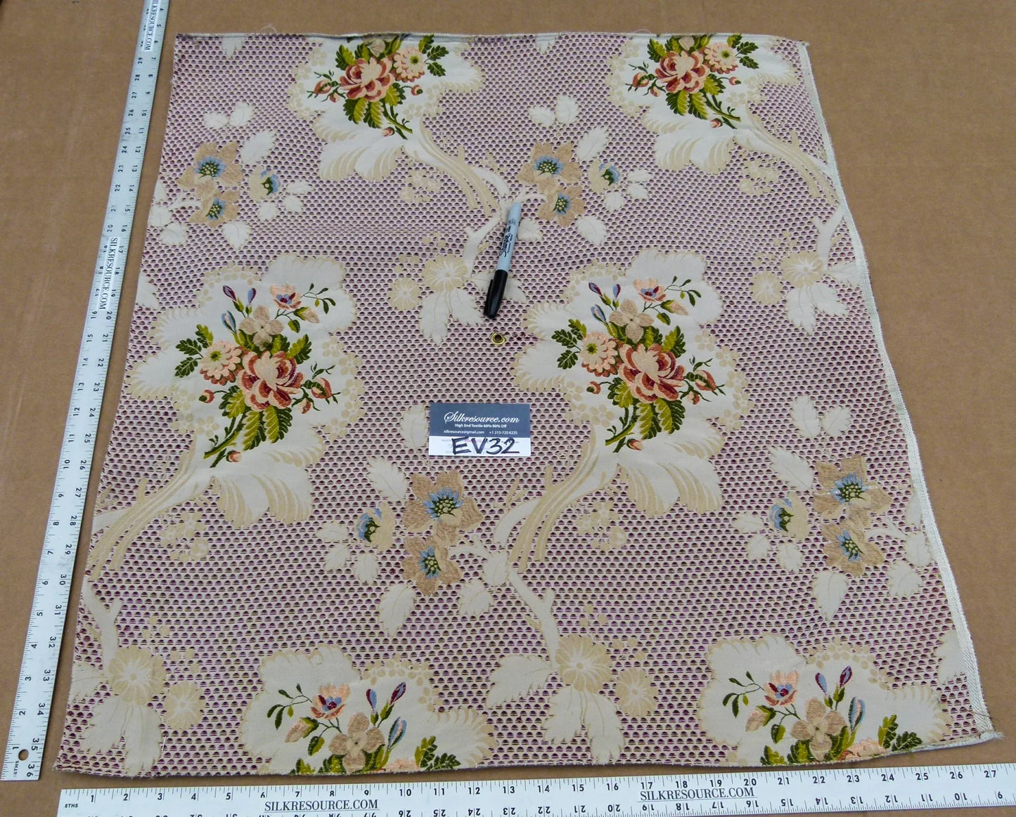 54 EV32 Square 30 x 27 inches Scalamandre Old World Weavers Frullino Red Silk Botanical MSRP USD1286/yard