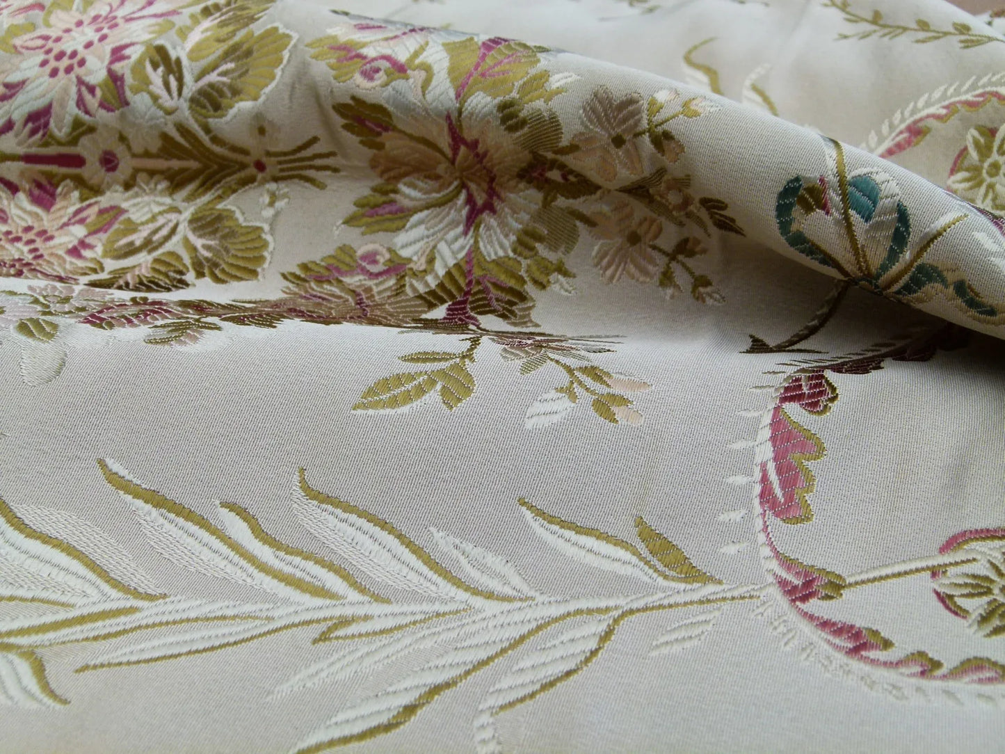 Scalamandre Old World Weavers Pallazo Pallavicini Multi Olives and Reds Jacquard Silk Lampas Square 1y x 26in