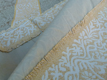 By Yd Lee Jofa Romanelli Stripe Oyster Grey Olive Green Gold Italy Linen MSRP USD270/Y