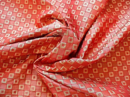Silk Damask Scarlet Red Check Mondavi Embossed