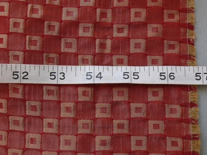 Silk Damask Scarlet Red Check Mondavi Embossed