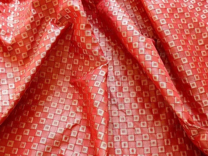 Silk Damask Scarlet Red Check Mondavi Embossed