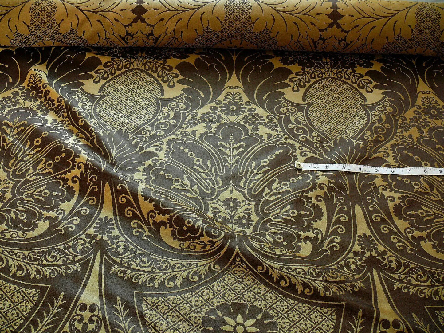 Beacon Hill Classy Chippendale 100%silk Brocade Chocolate