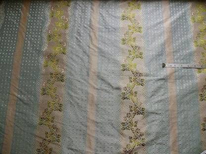 100% Silk  Chambord Silk Lisere Blue Pink Stripe