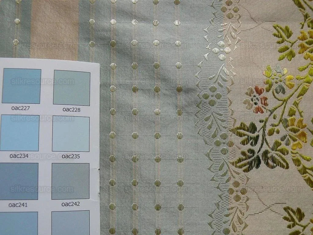 100% Silk  Chambord Silk Lisere Blue Pink Stripe