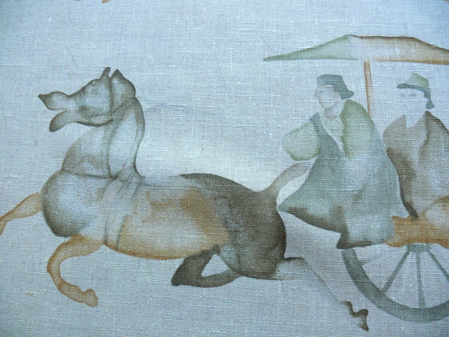 High End Horse Chevalier Archery Cart Asian Tang Dynasty Print Watercolor Linen Print