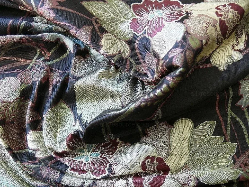 Stroheim &amp; Romann 100% Silk Lampas Lush Deco Fluer
