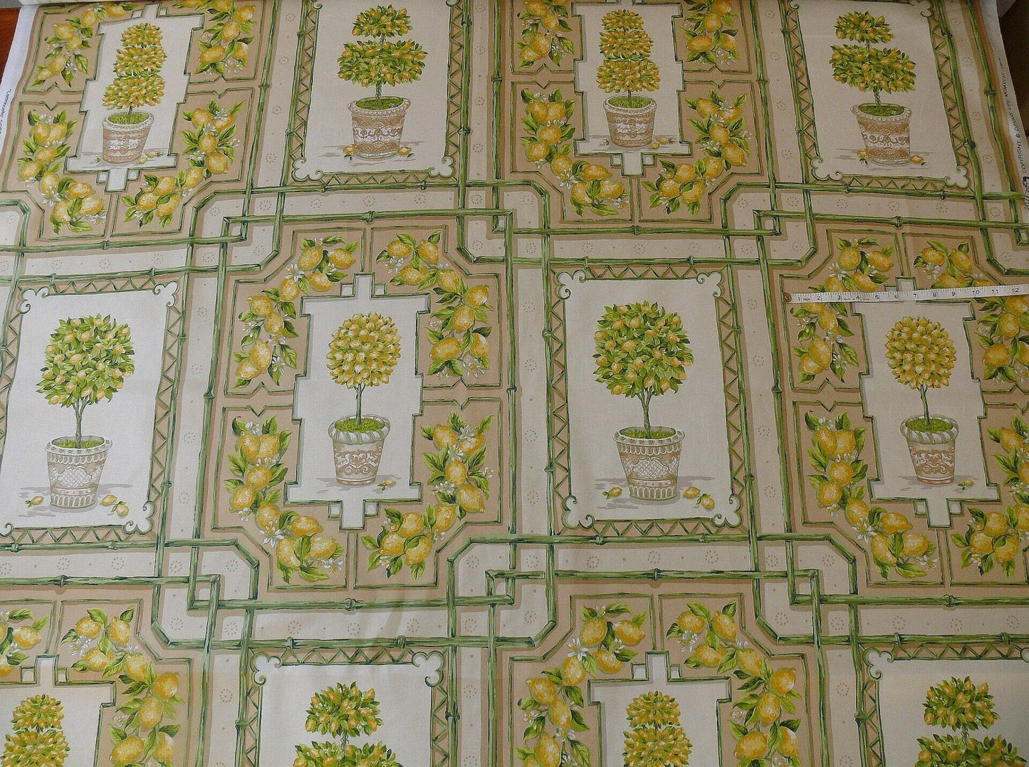 Tyler Hall "lemoncello" Lemon Tree Yellow Green Bamboo Lattice Orangery Citrus Topiary
