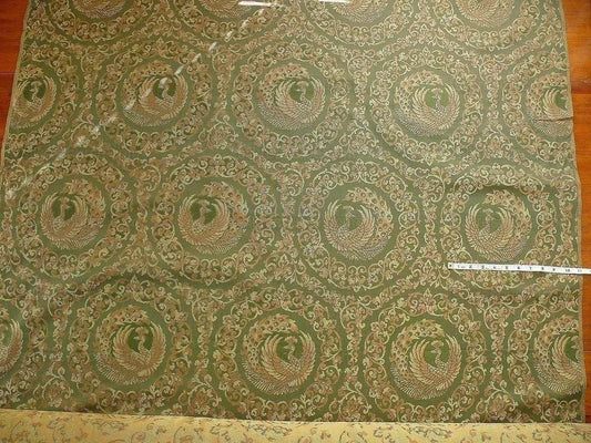 Antique! Japan 1949kawashima 100%silk Green Gold30y