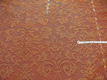 Clarence House "ankara" 100%silk Damask Burgundy &amp; Copper Gold MSRP USD 208/Y