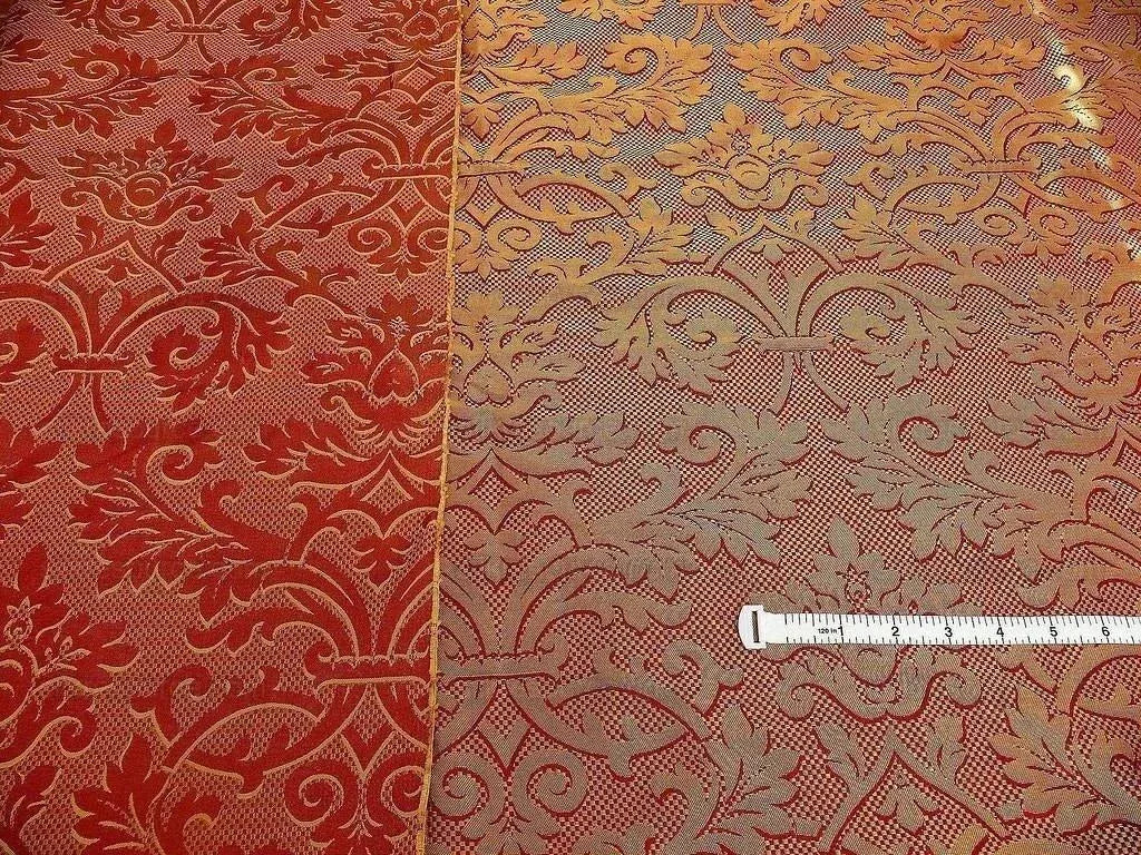 Clarence House "ankara" 100%silk Damask Burgundy &amp; Copper Gold MSRP USD 208/Y