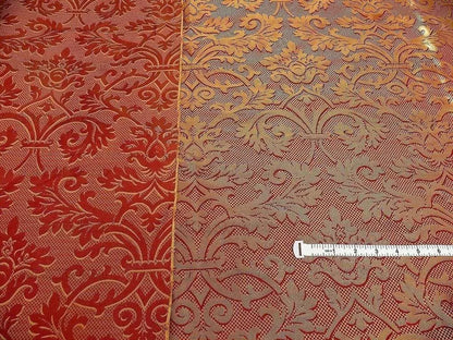 Clarence House "ankara" 100%silk Damask Burgundy &amp; Copper Gold MSRP USD 208/Y