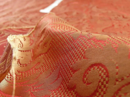 Clarence House "ankara" 100%silk Damask Burgundy &amp; Copper Gold MSRP USD 208/Y