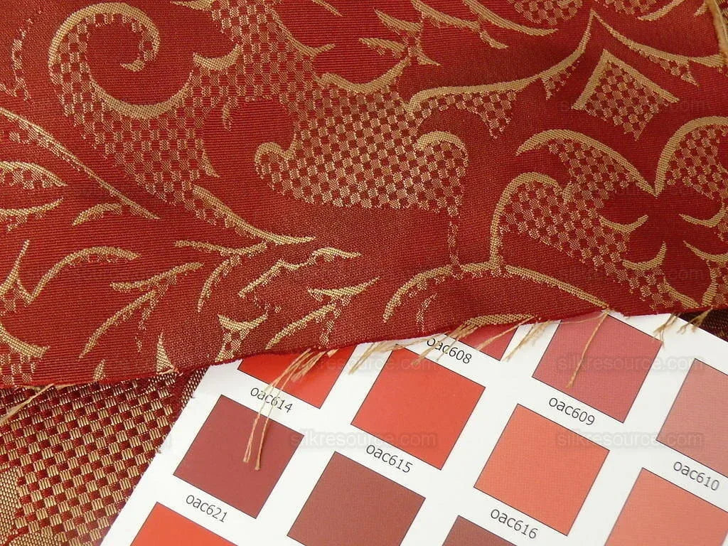 Clarence House "ankara" 100%silk Damask Burgundy &amp; Copper Gold MSRP USD 208/Y