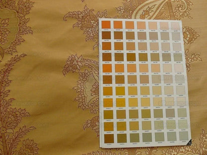 100% Silk Lampas Magnolia "amber" Tan Gold
