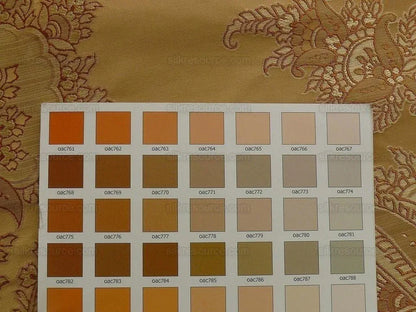 100% Silk Lampas Magnolia "amber" Tan Gold