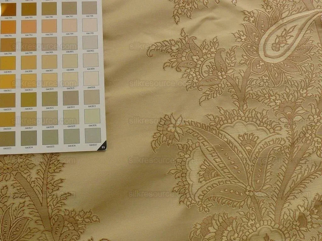 100% Silk Lampas Magnolia "vintage" Tan