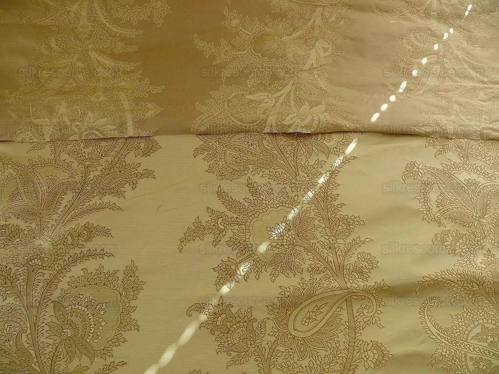 100% Silk Lampas Magnolia "vintage" Tan