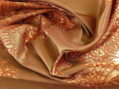 100% Silk Lampas Magnolia "bittersweet Night" Pink