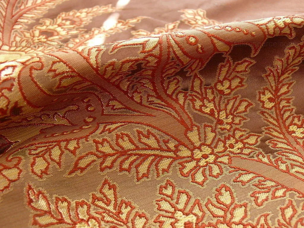 100% Silk Lampas Magnolia "bittersweet Night" Pink