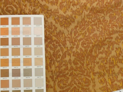 100% Silk Lampas Ikat Medallion "tuscany" Tan Gold Brown Reversible Mid-Century