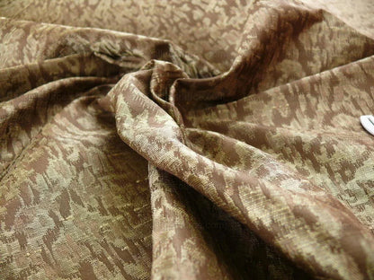 100% Silk Lampas Ikat Medallion "malt" Brown Reversible Mid-Century