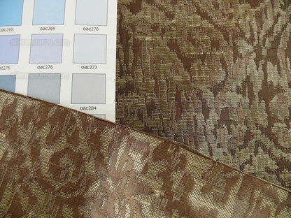 100% Silk Lampas Ikat Medallion "malt" Brown Reversible Mid-Century