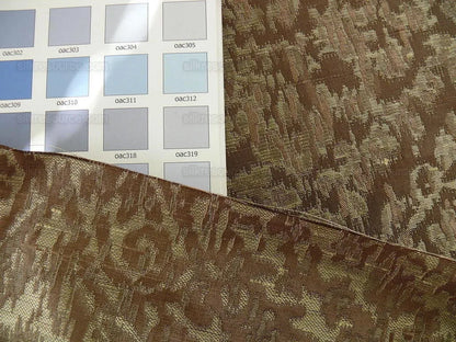 100% Silk Lampas Ikat Medallion "malt" Brown Reversible Mid-Century