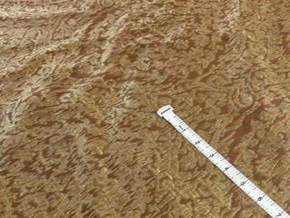 100% Silk Lampas Ikat Medallion "malt" Brown Reversible Mid-Century