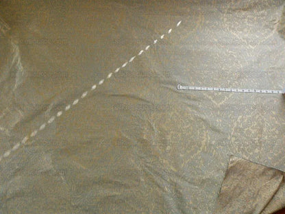 100% Silk Lampas Ikat Medallion "april" Tan Beige Blue Reversible Mid-Century