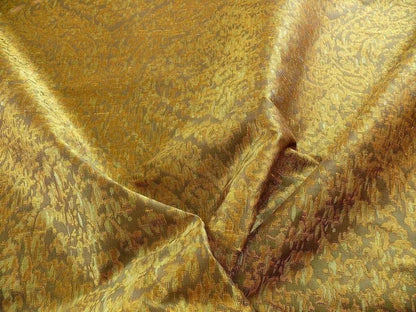 100% Silk Lampas Ikat Medallion "gilt" Gold Brown Reversible Mid-Century