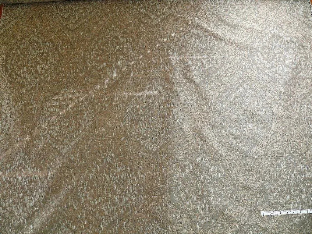 100% Silk Lampas Ikat Medallion "cloud" Gray Silver Reversible Mid-Century