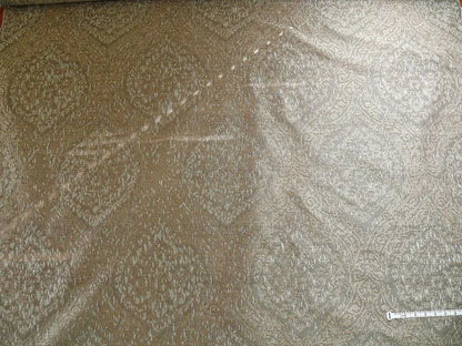 100% Silk Lampas Ikat Medallion "cloud" Gray Silver Reversible Mid-Century