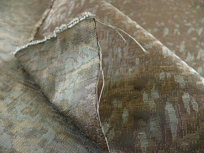 100% Silk Lampas Ikat Medallion "cloud" Gray Silver Reversible Mid-Century