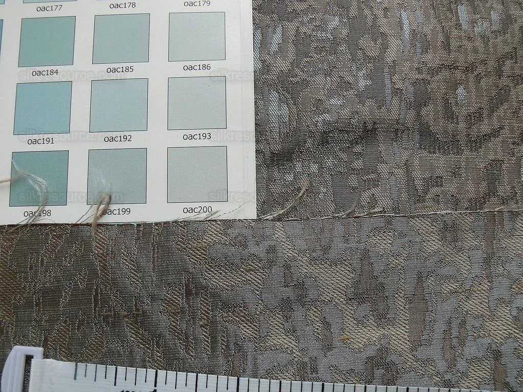 100% Silk Lampas Ikat Medallion "cloud" Gray Silver Reversible Mid-Century