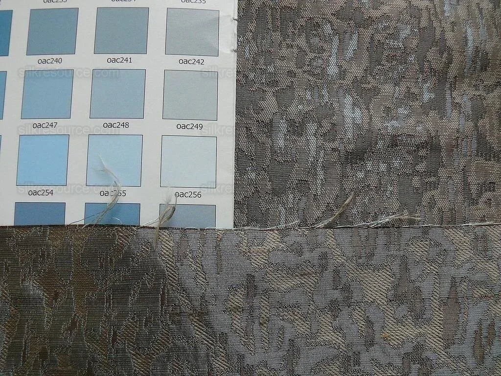 100% Silk Lampas Ikat Medallion "cloud" Gray Silver Reversible Mid-Century