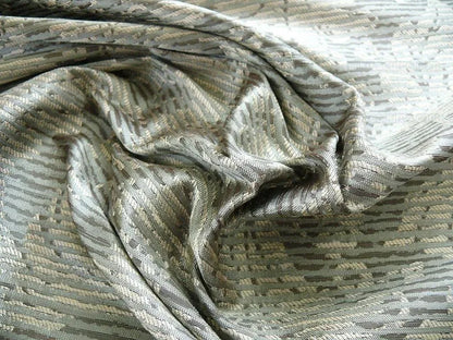By Yard Filtered Sunray 100% Silk Damask Vine in Pin Stripe Paisley Cloud Grey 748cloud