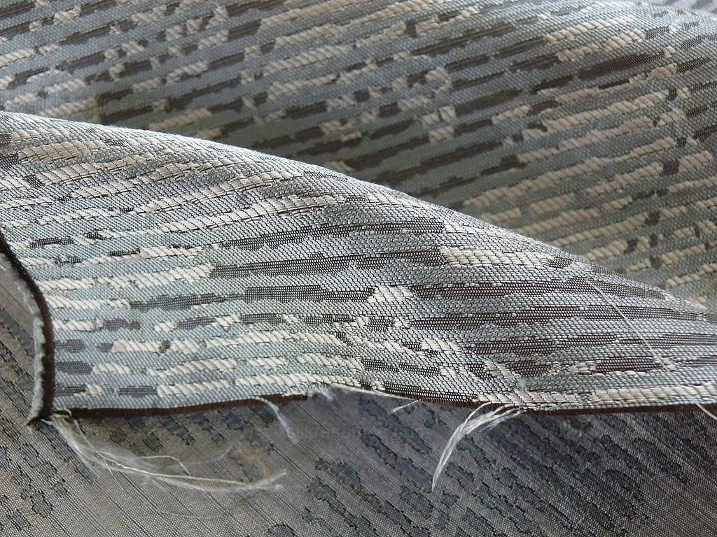 By Yard Filtered Sunray 100% Silk Damask Vine in Pin Stripe Paisley Cloud Grey 748cloud