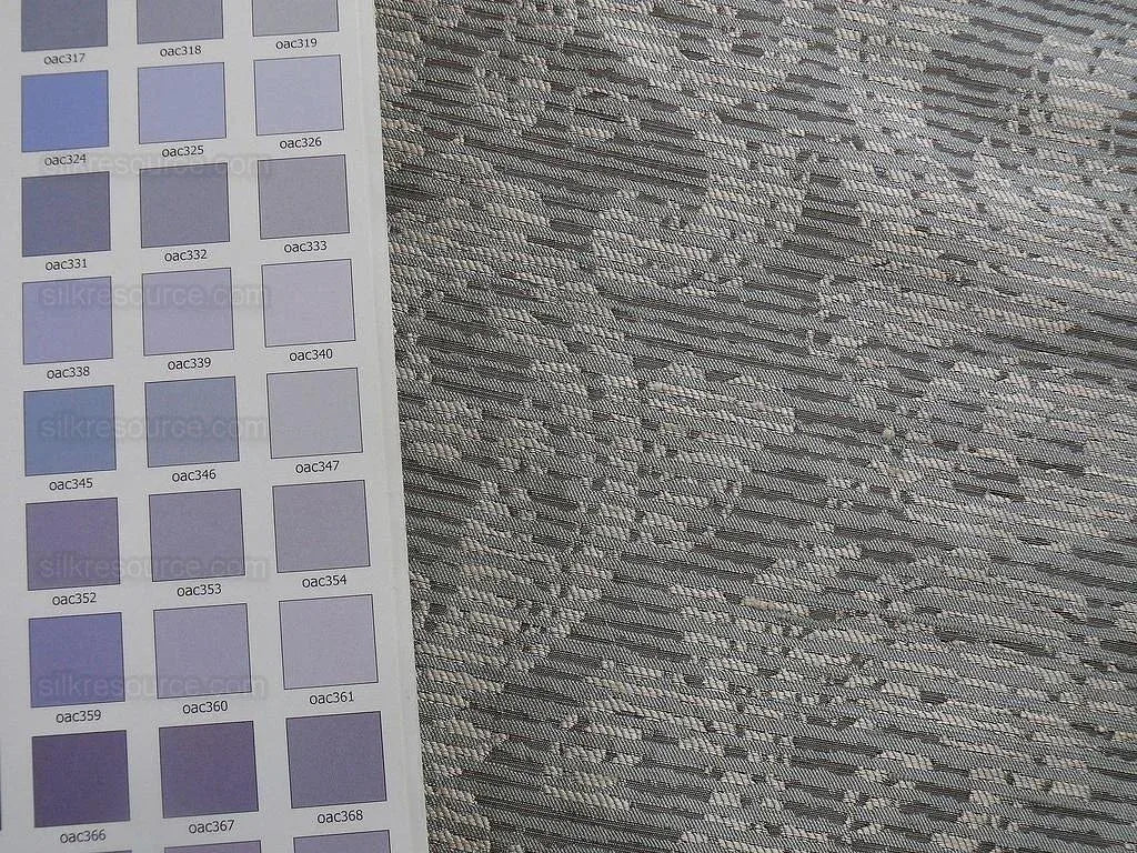 By Yard Filtered Sunray 100% Silk Damask Vine in Pin Stripe Paisley Cloud Grey 748cloud