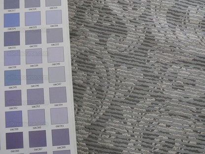 By Yard Filtered Sunray 100% Silk Damask Vine in Pin Stripe Paisley Cloud Grey 748cloud