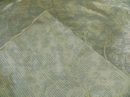 By Yard Filtered Sunray 100% Silk Damask Vine in Pin Stripe Paisley Aspen Aqua Blue Green Strie MSRP USD 275