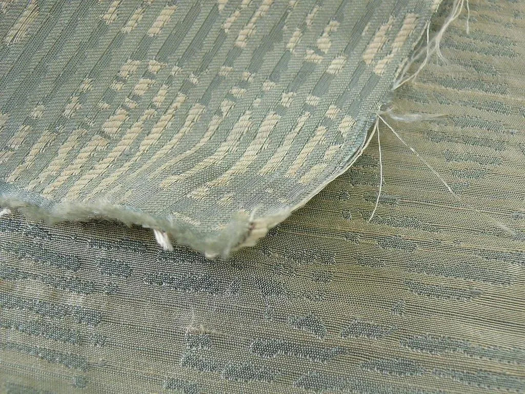 By Yard Filtered Sunray 100% Silk Damask Vine in Pin Stripe Paisley Aspen Aqua Blue Green Strie MSRP USD 275